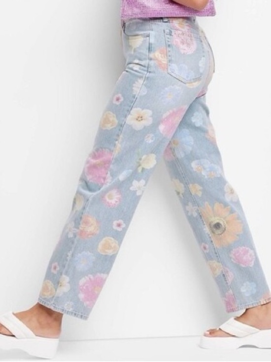 wild fable Denim - Wild fable - High rise 90's relaxed straight jeans with flowers